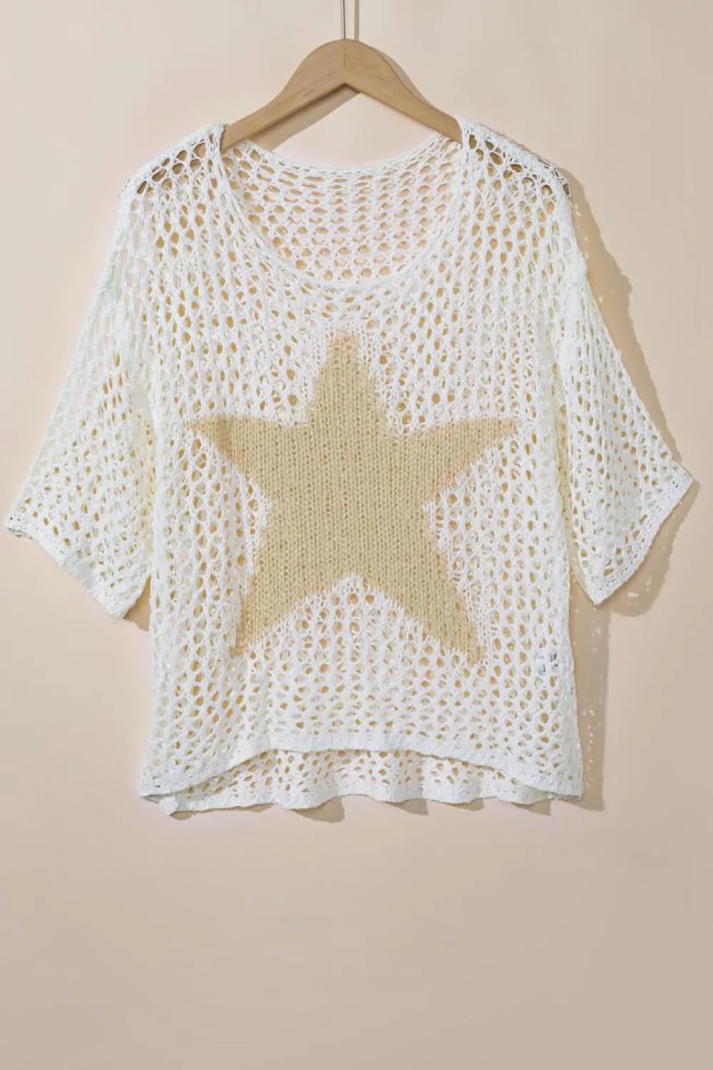 Outlet Dear-Lover Star Graphic Crochet Knitted Summer Sweater Top White
