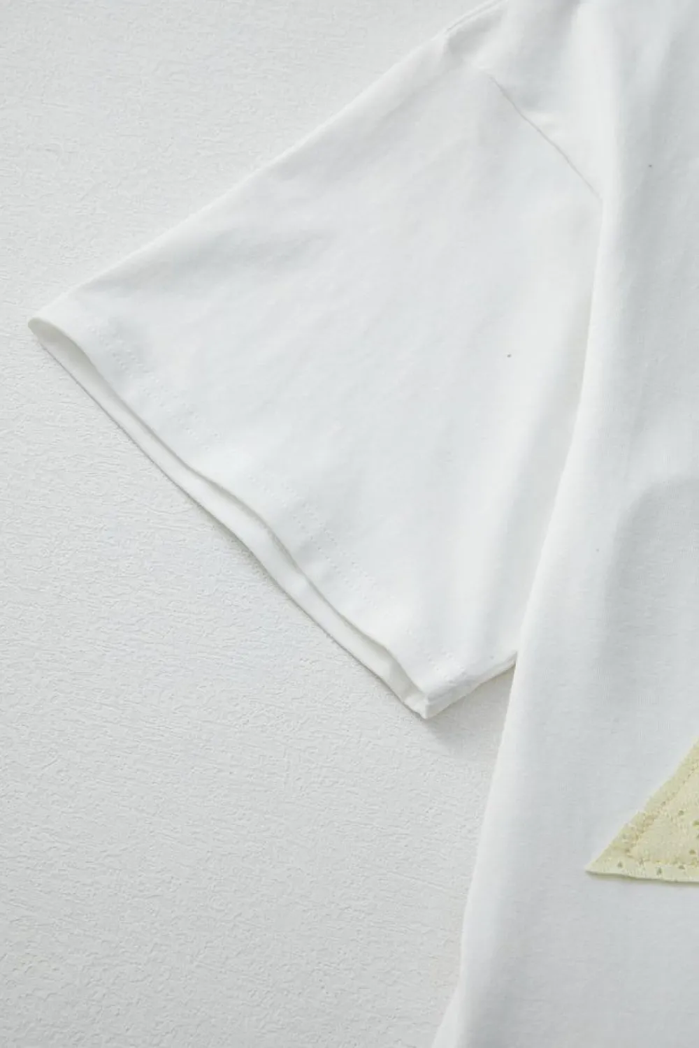 New Dear-Lover Star Layered Patched Graphic Drop Shoulder Half Sleeve Loose Tee White