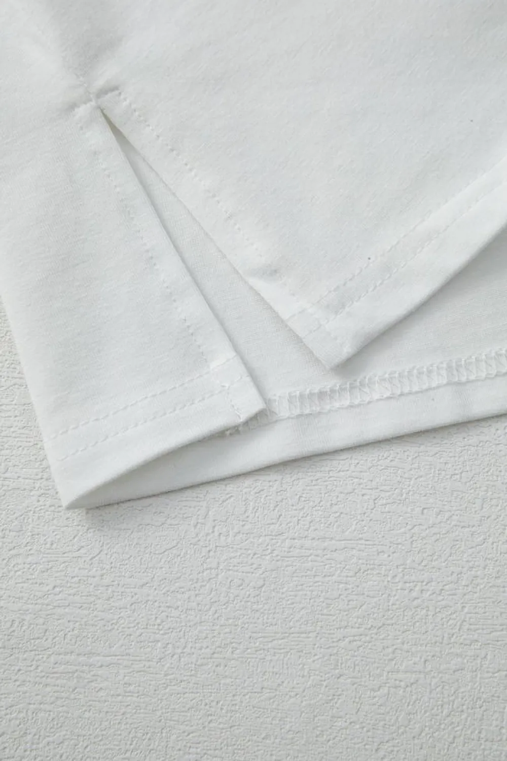 New Dear-Lover Star Layered Patched Graphic Drop Shoulder Half Sleeve Loose Tee White