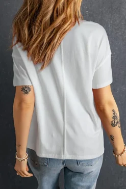 Sale Dear-Lover Star Patchwork Loose T-shirt White