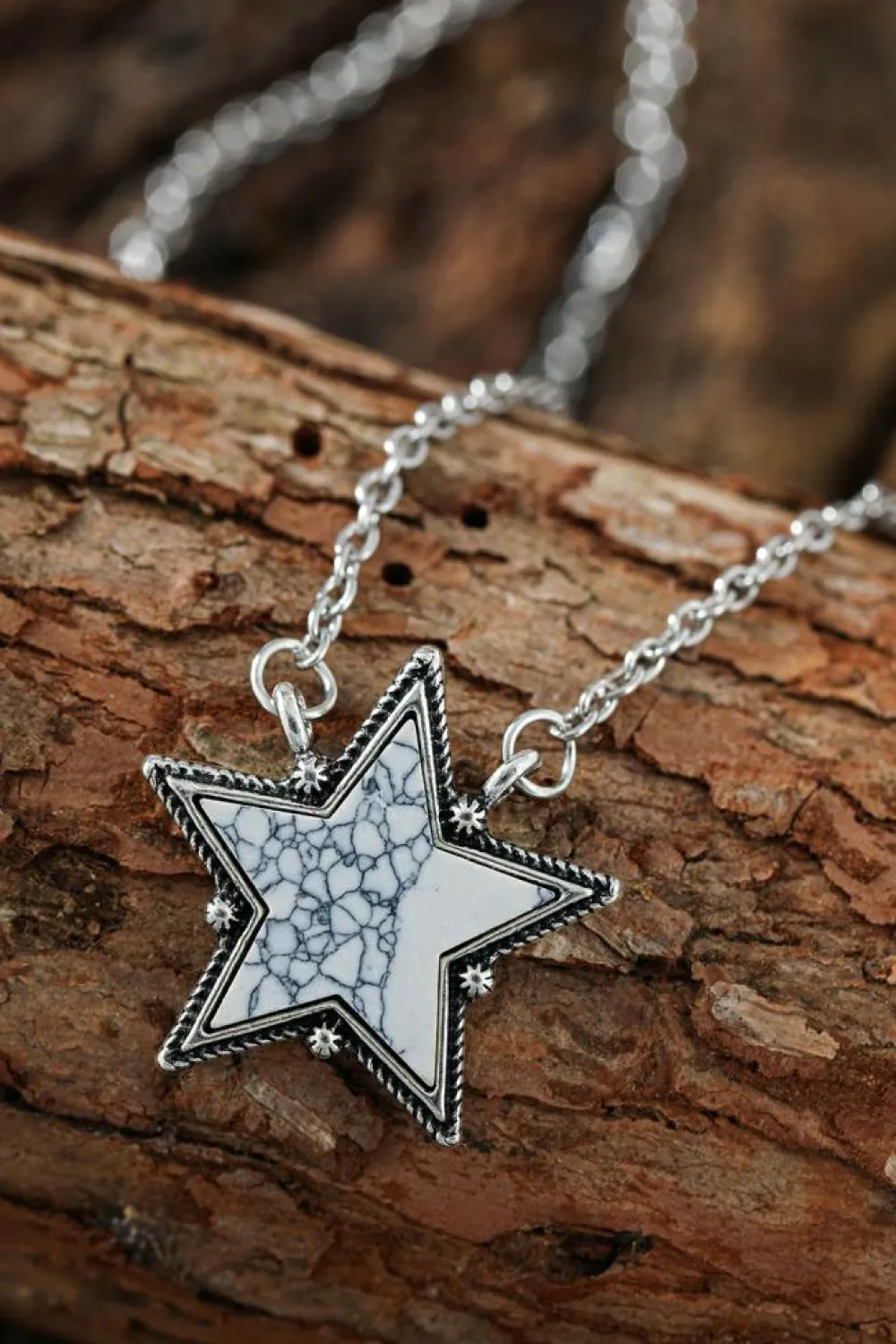 Fashion Dear-Lover Star Shape Pendant Chain Necklace White