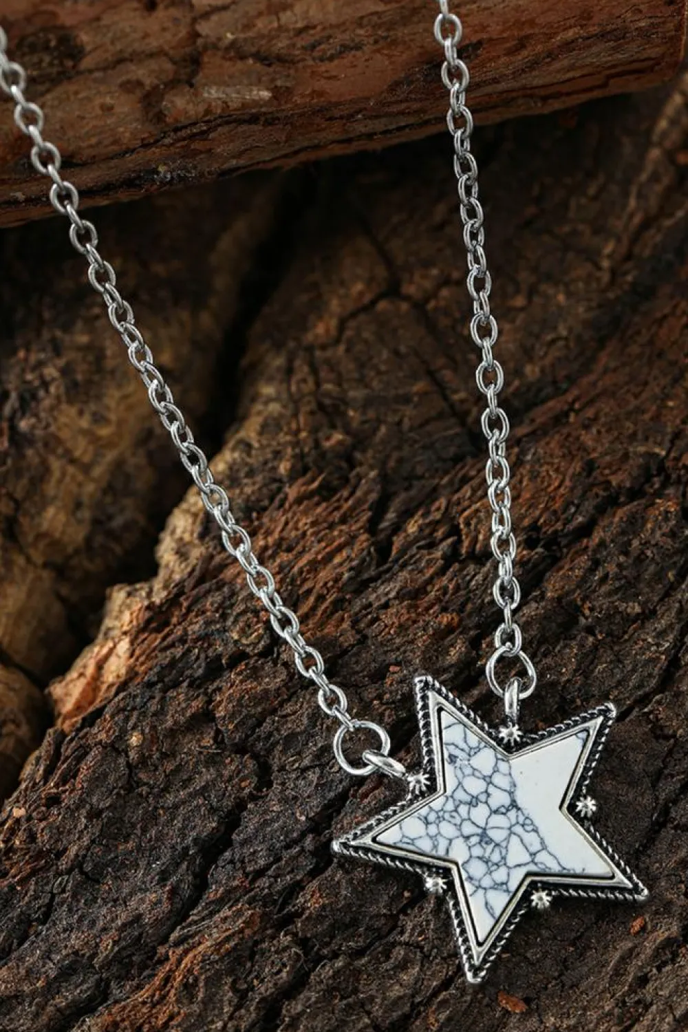 Fashion Dear-Lover Star Shape Pendant Chain Necklace White