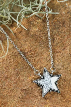 Fashion Dear-Lover Star Shape Pendant Chain Necklace White