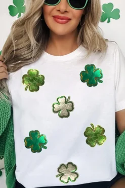 Outlet Dear-Lover St.Patrick Clover Crew Neck T Shirt White