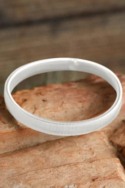 Clearance Dear-Lover Stretchy Plated Metal Wide Bangle White