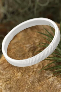 Clearance Dear-Lover Stretchy Plated Metal Wide Bangle White