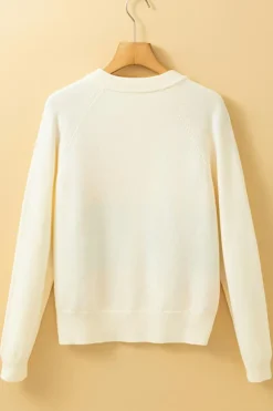 Hot Dear-Lover Colorful Pattern Button Front Sweater Cardigan White Stripe