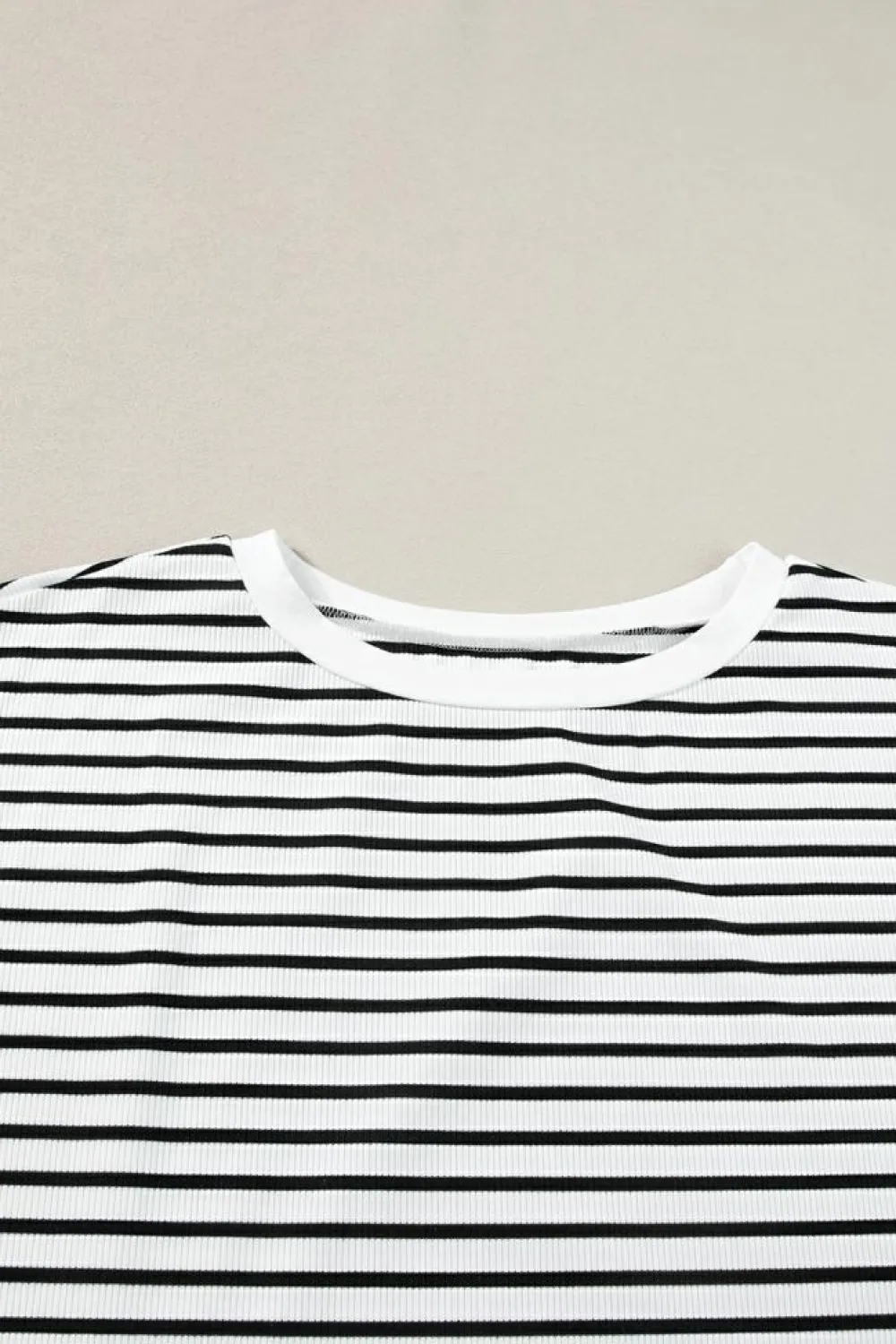 Clearance Dear-Lover Contrast Edge Tee and Shorts Set White Stripe