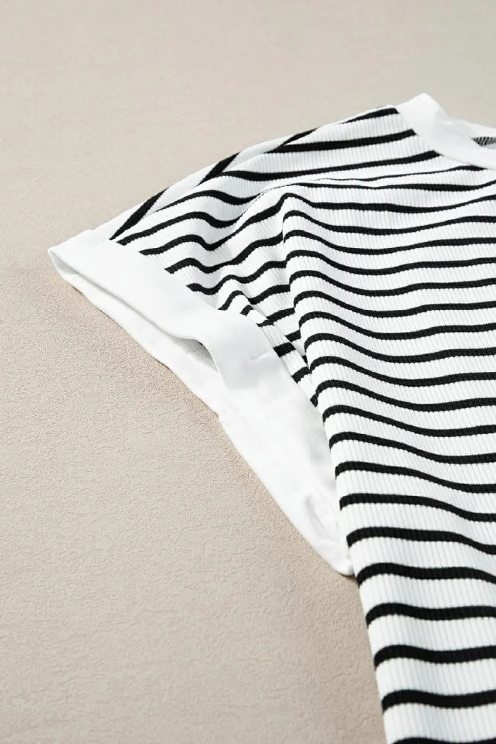 Clearance Dear-Lover Contrast Edge Tee and Shorts Set White Stripe