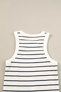 Outlet Dear-Lover Ribbed Knit Tank Mini Dress White Stripe
