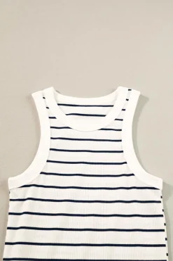 Outlet Dear-Lover Ribbed Knit Tank Mini Dress White Stripe