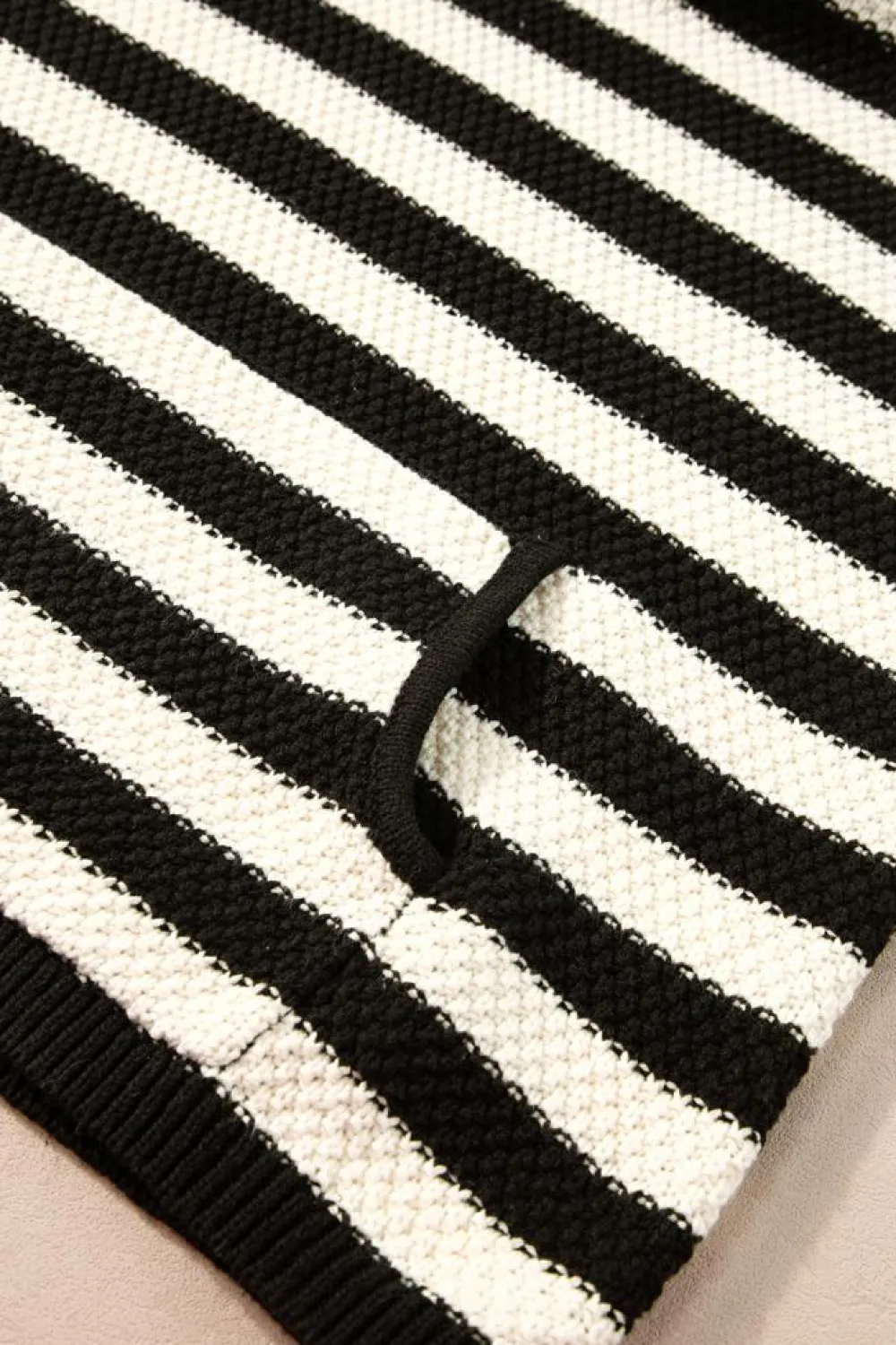 Online Dear-Lover V Neck Pocketed Drawstring Hooded Sweater White Stripe