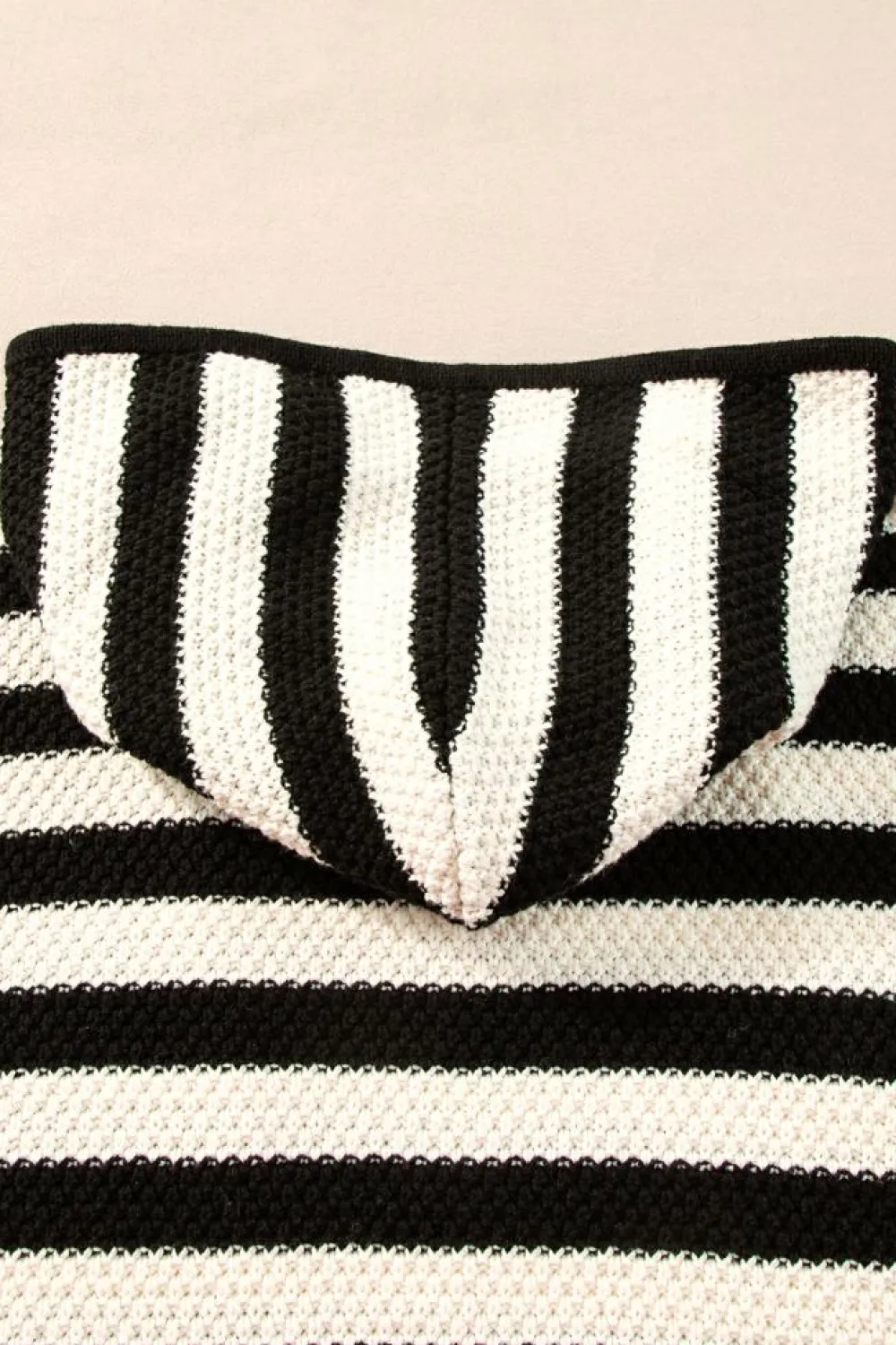 Online Dear-Lover V Neck Pocketed Drawstring Hooded Sweater White Stripe