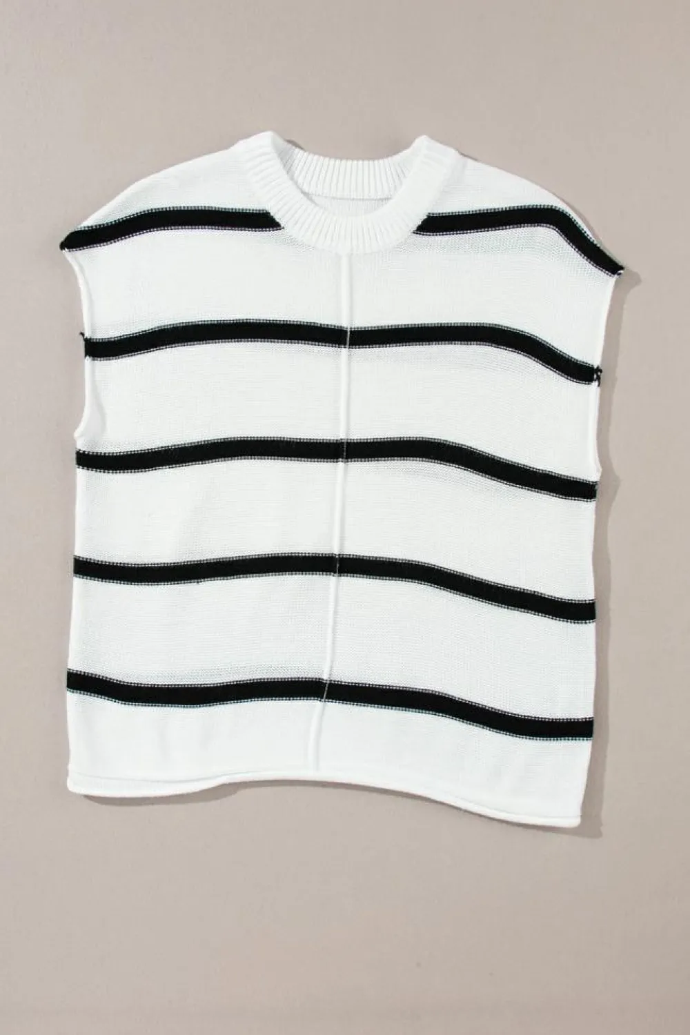 Fashion Dear-Lover Striped Batwing Sleeve Sweater Tee White