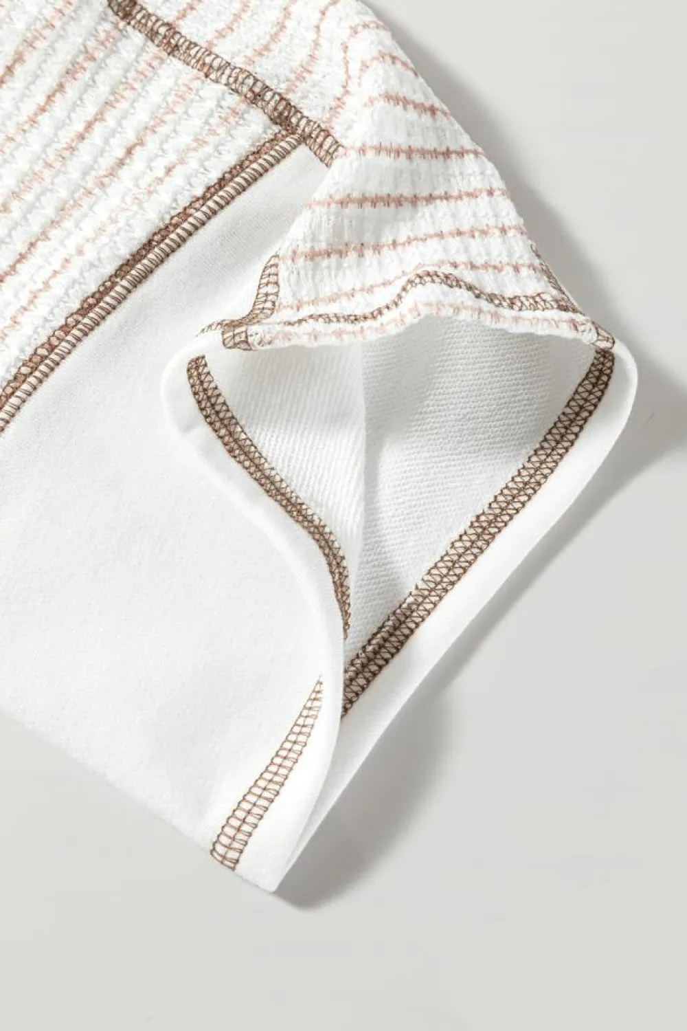 Online Dear-Lover Striped Bracelet Sleeve Raglan Patchwork Top White