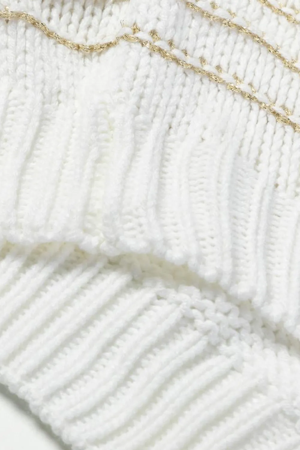 Best Dear-Lover Striped Knit Puff Sleeve Casual Sweater White