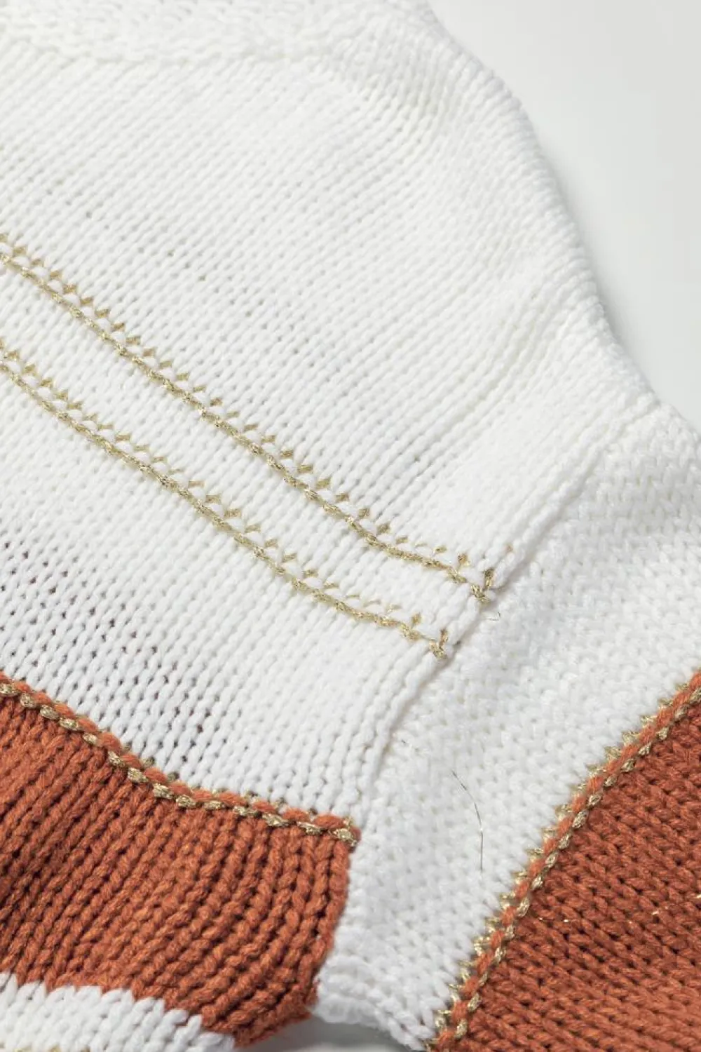 Best Dear-Lover Striped Knit Puff Sleeve Casual Sweater White