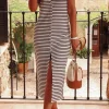Outlet Dear-Lover d Print Sleeveless Buttoned Maxi Dress White Stripe
