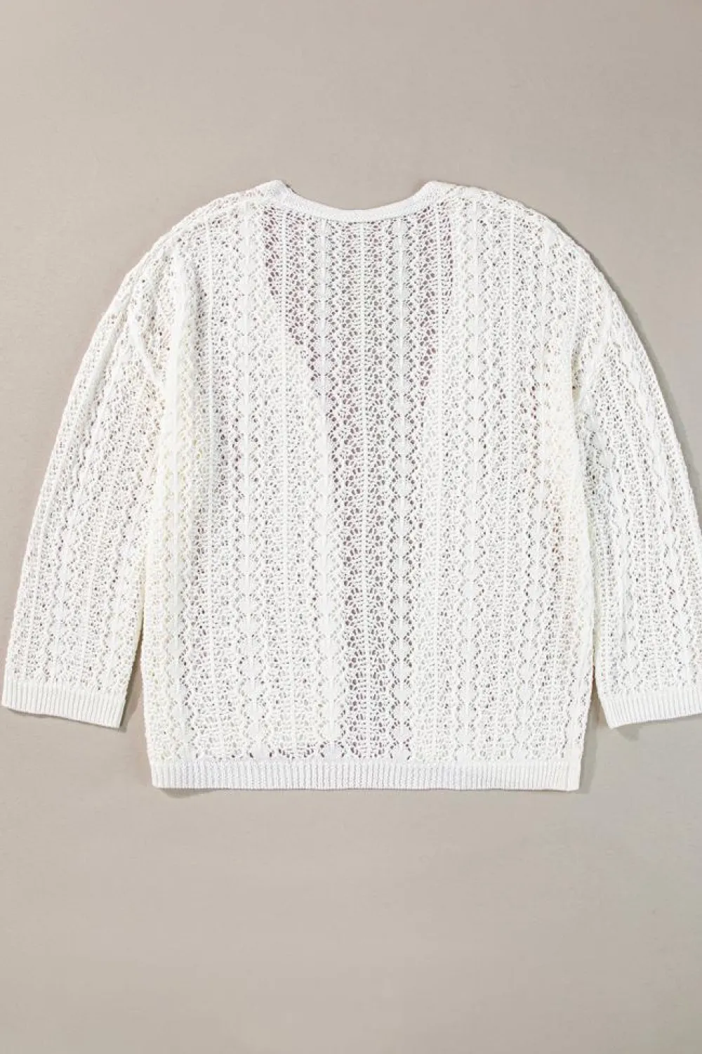 New Dear-Lover Stylish Hollow Out Knit Drop Shoulder Cardigan White