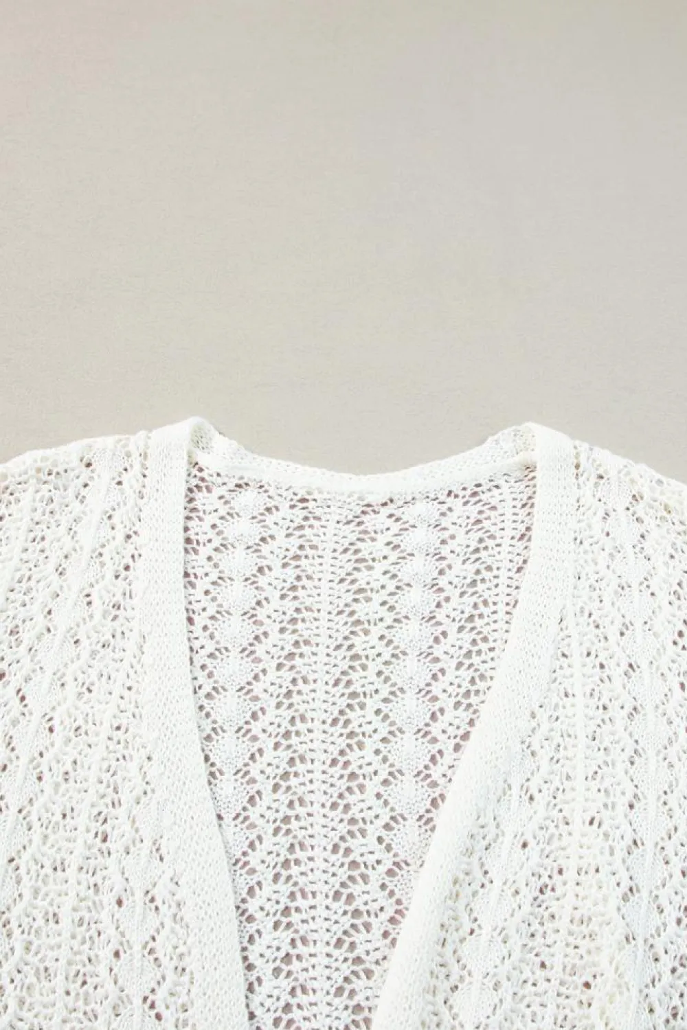 New Dear-Lover Stylish Hollow Out Knit Drop Shoulder Cardigan White