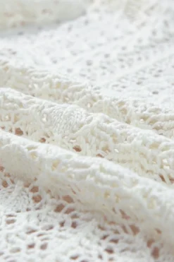 New Dear-Lover Stylish Hollow Out Knit Drop Shoulder Cardigan White