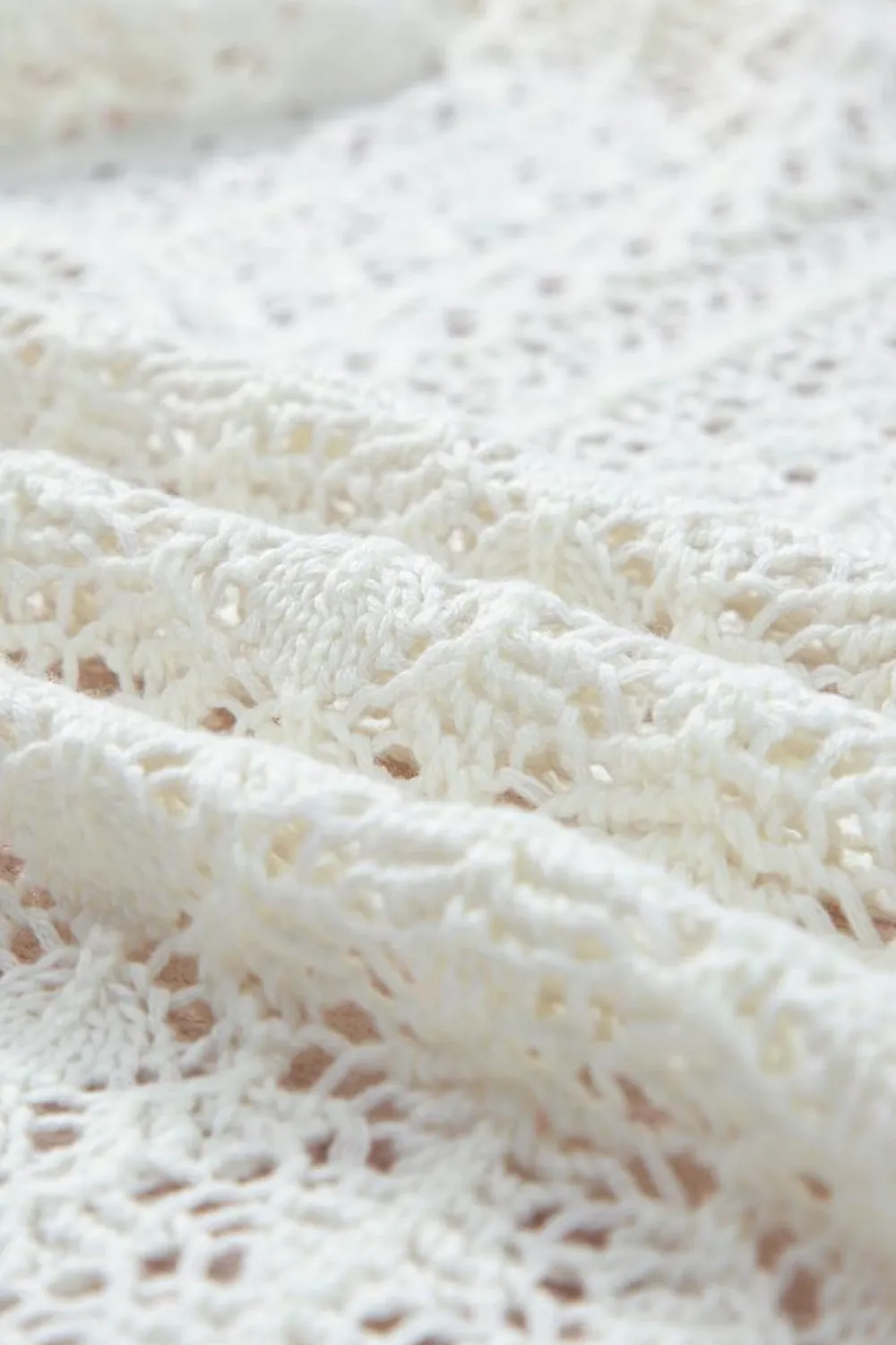New Dear-Lover Stylish Hollow Out Knit Drop Shoulder Cardigan White