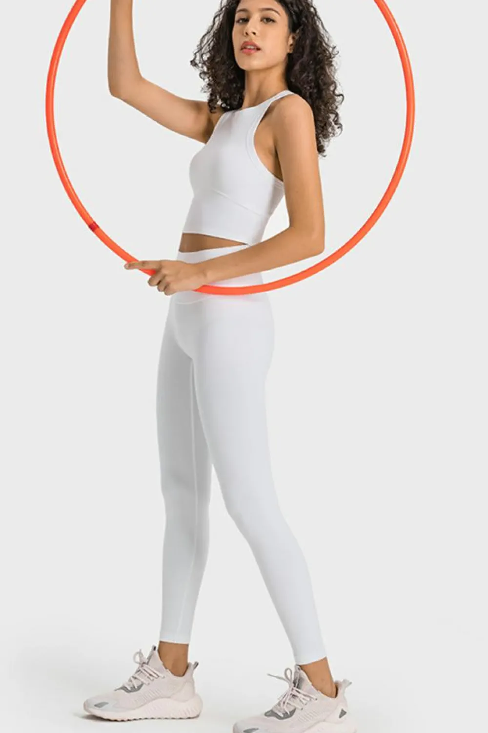 Hot Dear-Lover Supportive Racerback Cropped Workout Tank Top White