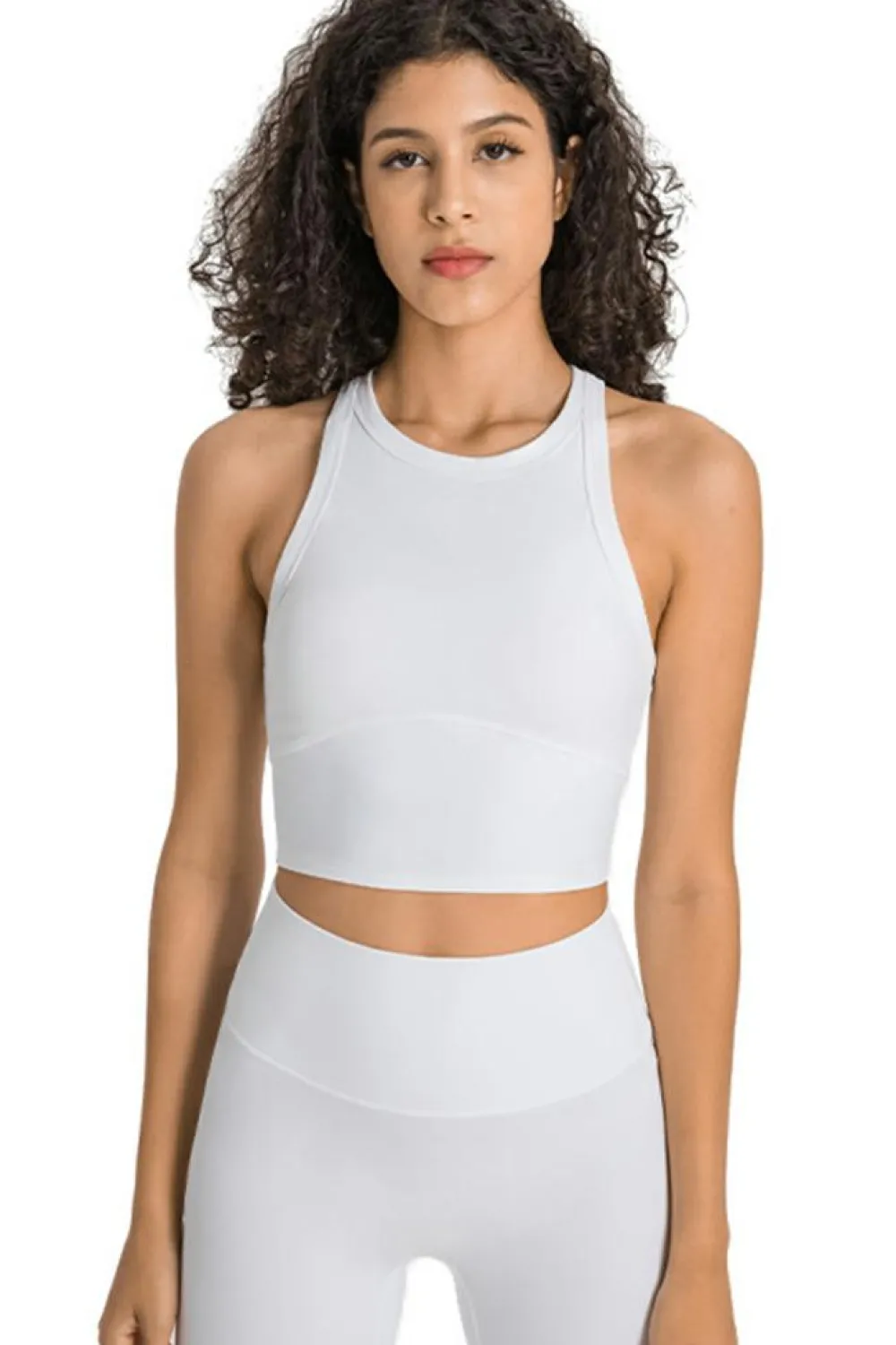 Hot Dear-Lover Supportive Racerback Cropped Workout Tank Top White