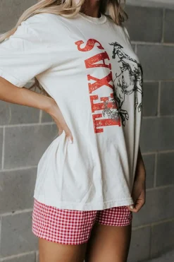 Online Dear-Lover TEXAS Cowboy Printed Western Fashion T Shirt White