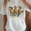 Discount Dear-Lover Texas Horse Graphic Cuffed Sleeve Graphic T Shirt White