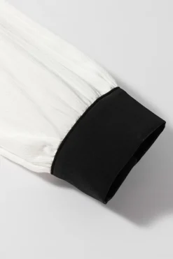 Outlet Dear-Lover Textured Colorblock V Neck Elegant Blouse White