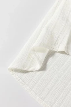 Outlet Dear-Lover Textured Colorblock V Neck Elegant Blouse White