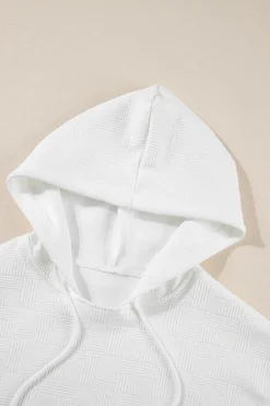 Best Dear-Lover Textured Cropped Hoodie and Shorts Set White