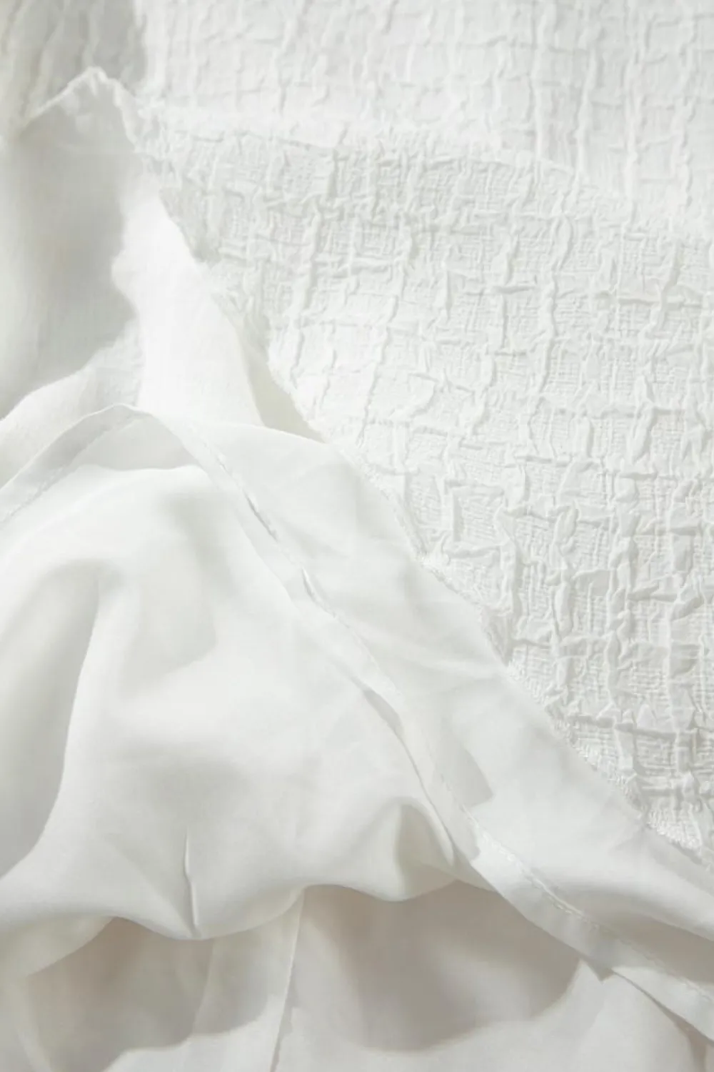 Fashion Dear-Lover Textured Frilled High Neck Sleeveless Ruffled Mini Dress White