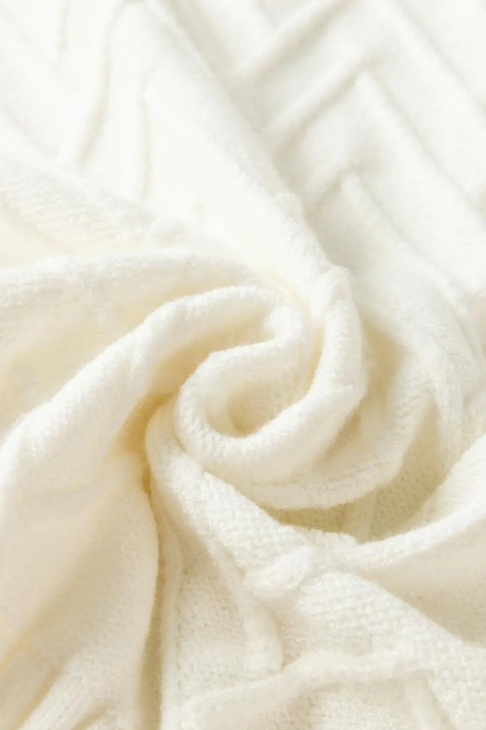 Clearance Dear-Lover Textured Knit Button Decor Pullover Sweater White
