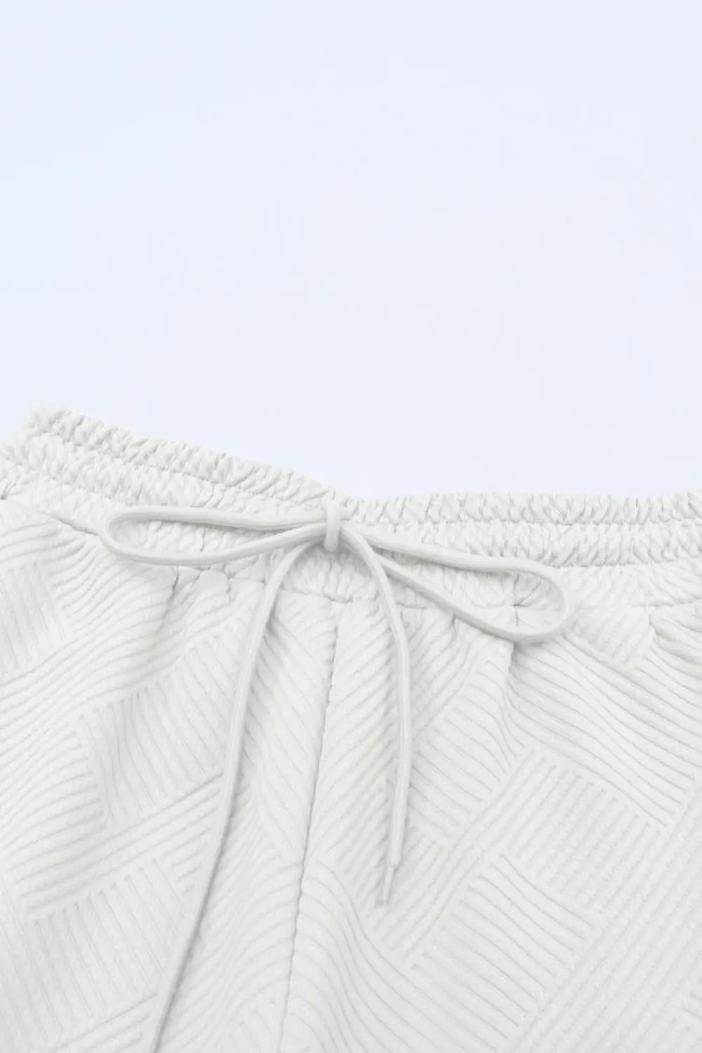 Fashion Dear-Lover Textured Loose Fit T Shirt and Drawstring Pants Set White