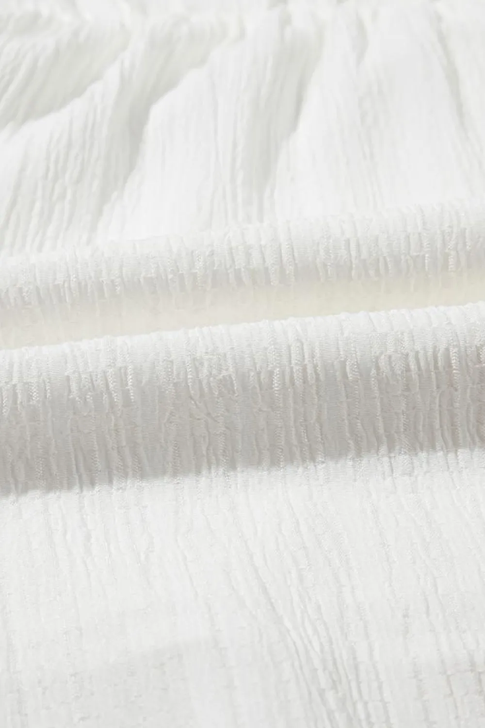 Clearance Dear-Lover Textured Ruffled Trim V Neck Flutter Flowy Top White