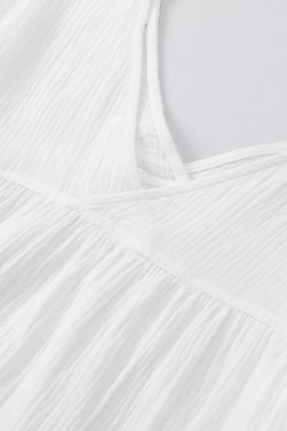 Online Dear-Lover Textured V Neck Bracelet Sleeve Babydoll Blouse White