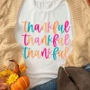 Clearance Dear-Lover Thankful Printed Crewneck Thanksgiving T Shirt White