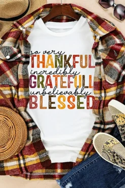 Hot Dear-Lover Thanksgiving Slogan Print Crew Neck T Shirt White