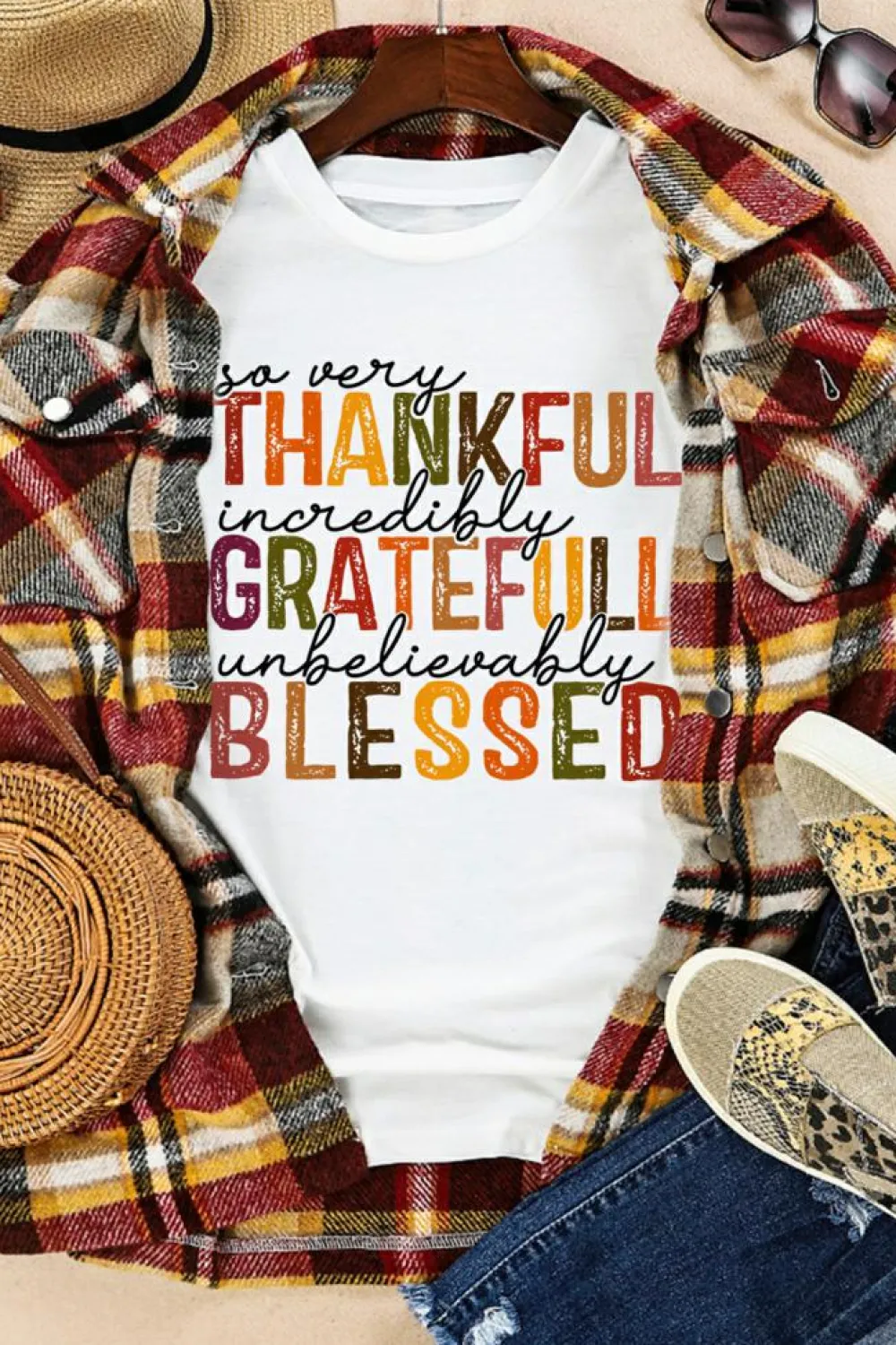 Hot Dear-Lover Thanksgiving Slogan Print Crew Neck T Shirt White