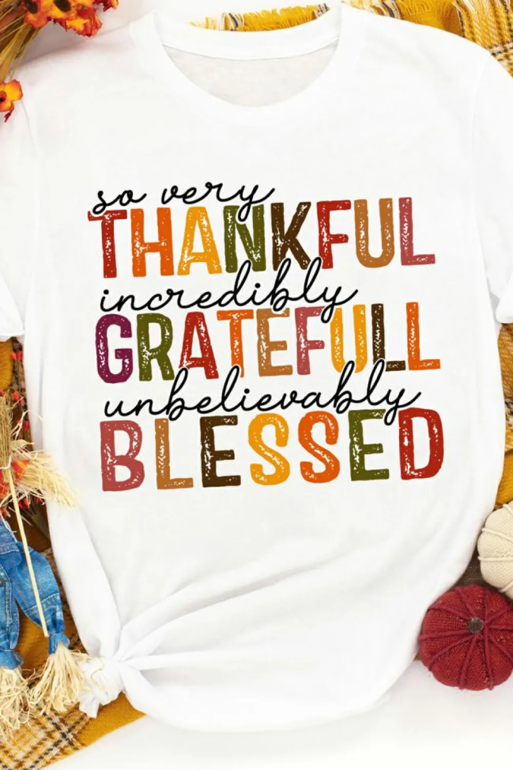 Hot Dear-Lover Thanksgiving Slogan Print Crew Neck T Shirt White