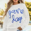 Hot Dear-Lover Tinsel Game Day Drop Shoulder Graphic Sweatshirt White