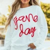 New Dear-Lover Tinsel Game Day Drop Shoulder Graphic Sweatshirt White