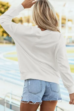 Hot Dear-Lover Tinsel Game Day Drop Shoulder Graphic Sweatshirt White