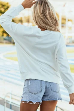 New Dear-Lover Tinsel Game Day Drop Shoulder Graphic Sweatshirt White