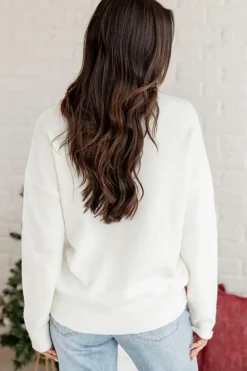 Discount Dear-Lover Tinsel Merry and Bright Graphic Christmas Sweater White