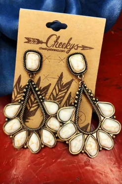Best Dear-Lover Turquoise Inlay Cut Out Western Dangle Earrings White