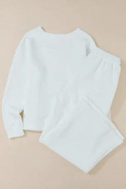 Online Dear-Lover Ultra Loose Textured 2pcs Slouchy Outfit White