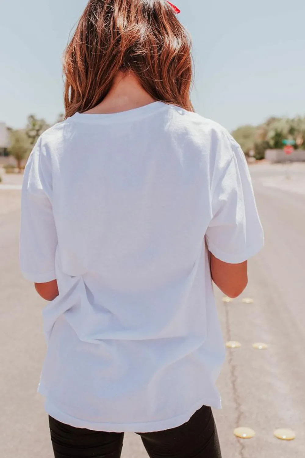 Clearance Dear-Lover USA Flag Graphic Oversized Tee White
